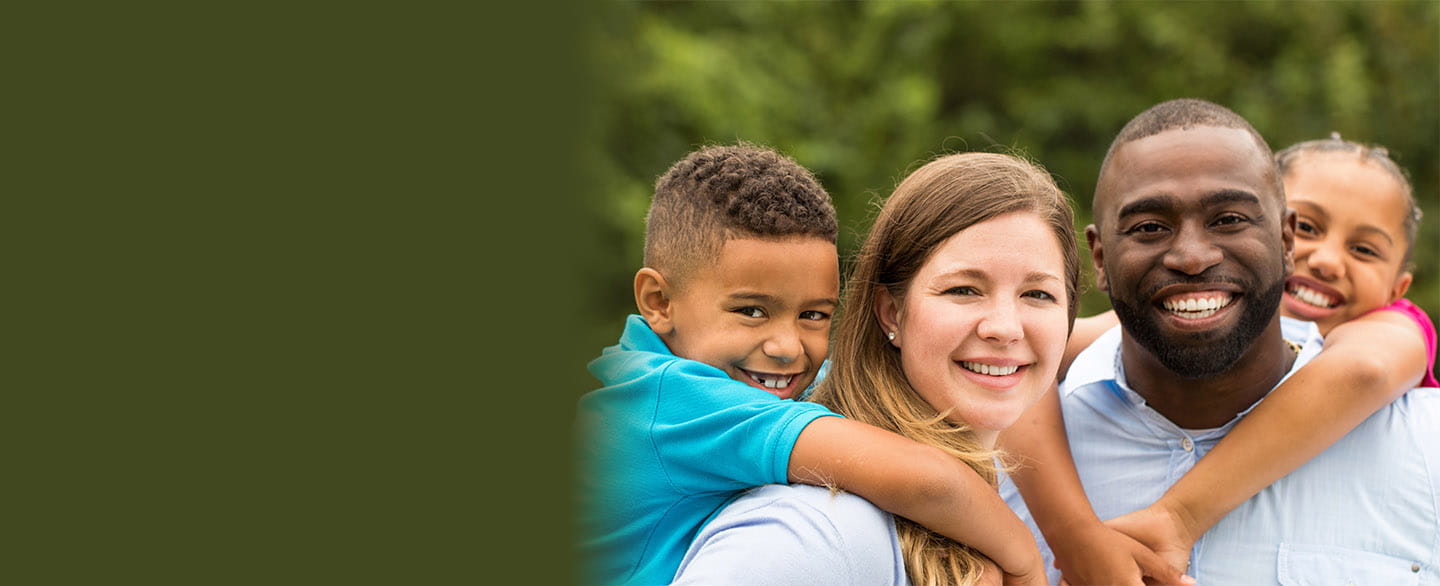 Happy family outside
