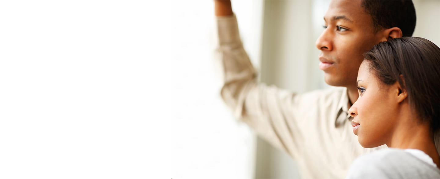 Couple looking out of the window