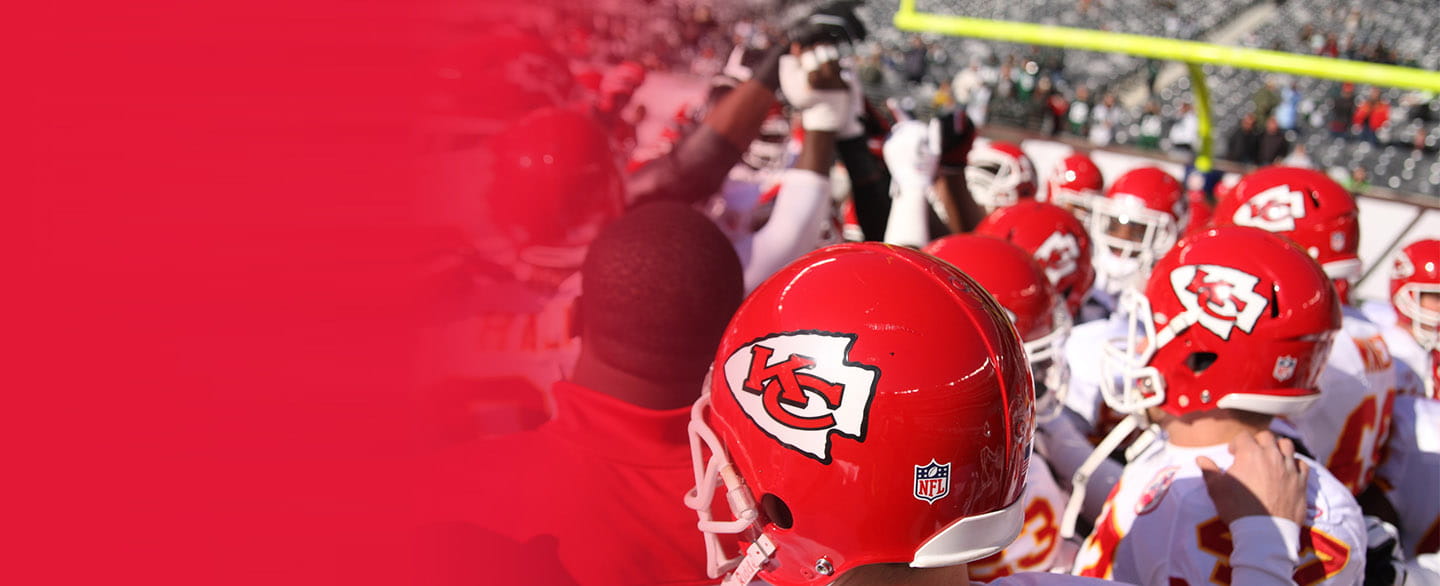 Chiefs players huddled up before a game.
