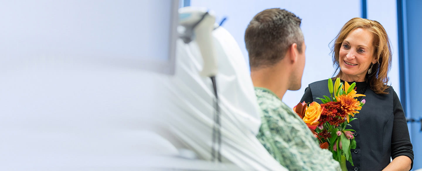 Volunteer with patient