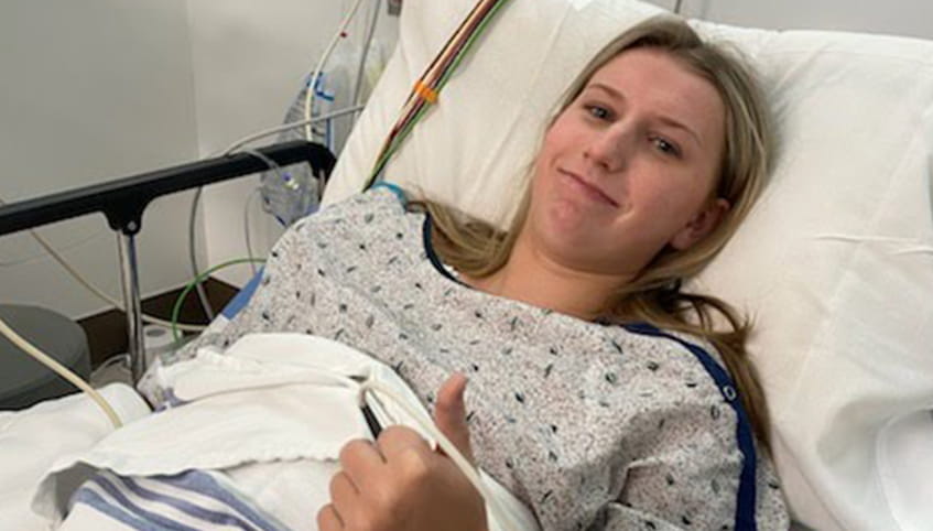 Ava Petri recovering from an injury