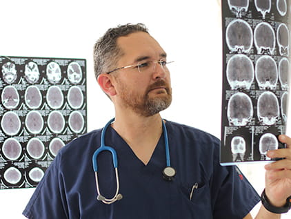 Doctor examining brain imagery