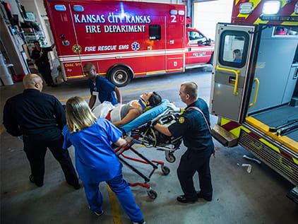 Incoming patient in ambulance bay