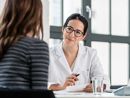Woman talking with her doctor