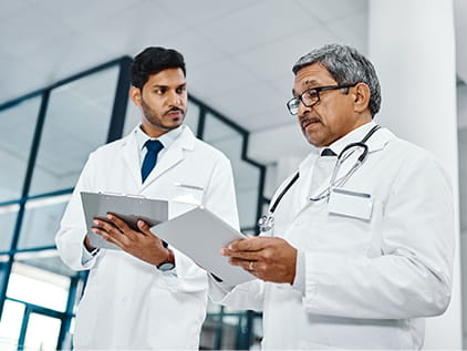 Two doctors talking.